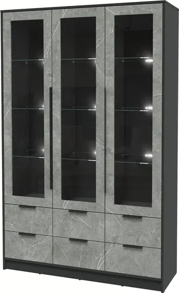 Шкаф с витриной Интерлиния Концепт КТ-ШВ3 с подсветкой Глосс - фото