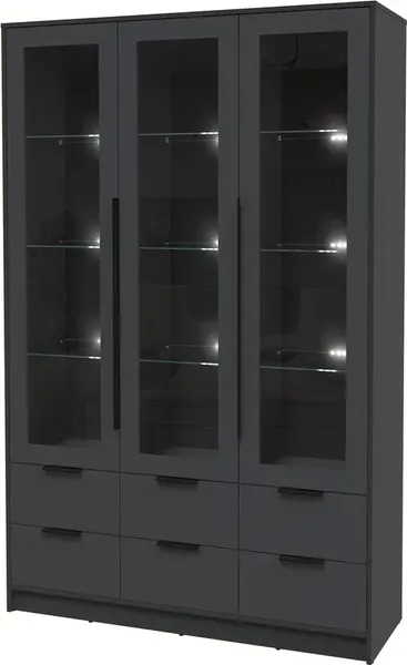 Шкаф с витриной Интерлиния Концепт КТ-ШВ3 с подсветкой Глосс - фото
