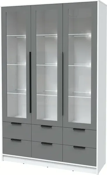 Шкаф с витриной Интерлиния Концепт КТ-ШВ3 с подсветкой Глосс - фото