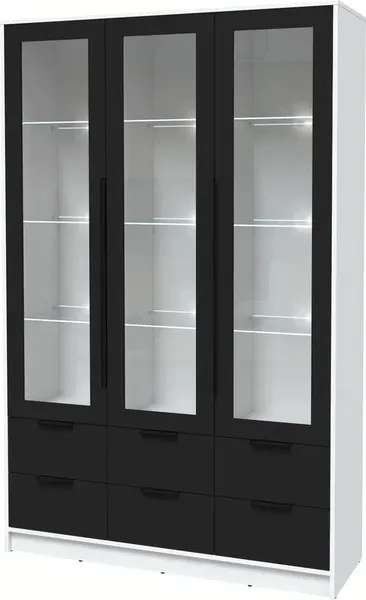 Шкаф с витриной Интерлиния Концепт КТ-ШВ3 с подсветкой Глосс - фото