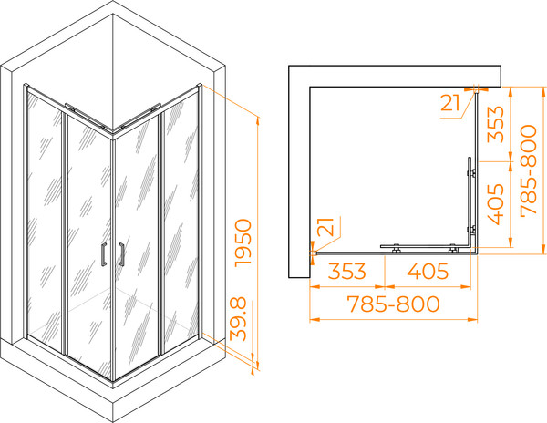 Душевой уголок RGW PA-030B / 3508103088-24