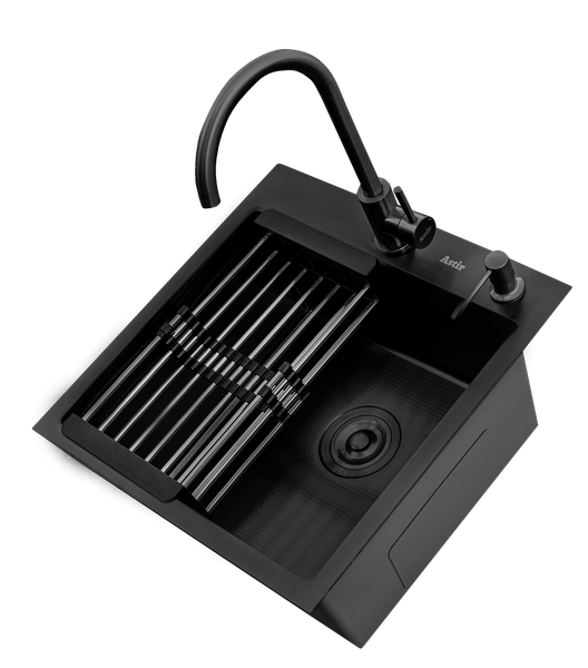 Мойка кухонная со смесителем Astir Decor PVD Black 50x50B - фото
