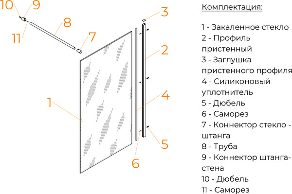 Стеклянная шторка для ванны RGW SC-051B / 351105108-34