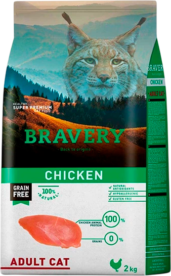 Сухой корм для кошек BRAVERY Монопротеиновый беззерновой с курицей - фото