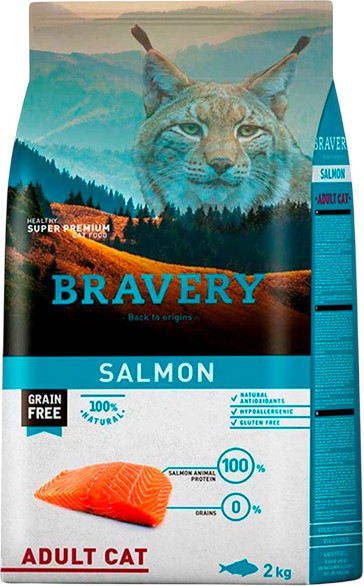 Сухой корм для кошек BRAVERY Монопротеиновый беззерновой с лососем - фото
