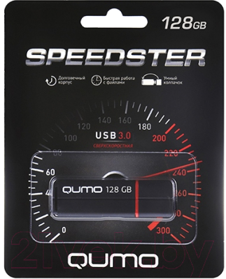 Usb flash накопитель Qumo Speedster 128GB 3.0 Black / QM128GUD3-SP