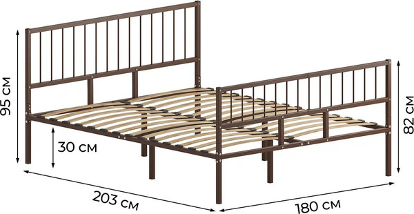 Двуспальная кровать Домаклево Металика В4+В3 180х200
