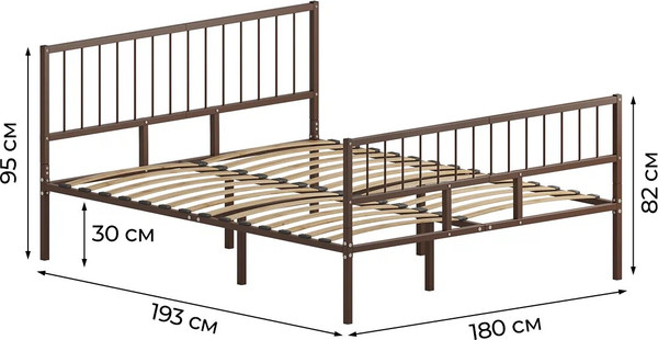 Двуспальная кровать Домаклево Металика В4+В3 180х190