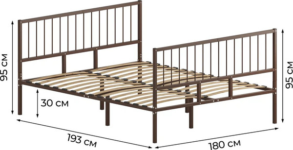 Двуспальная кровать Домаклево Металика В4+В4 180х190