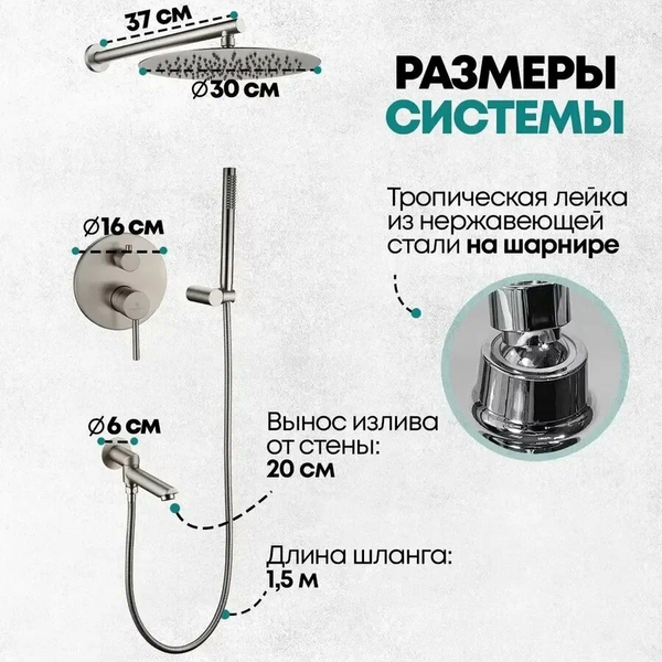 Душевая система со смесителем Grocenberg GB5099NK-1
