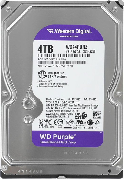 Жесткий диск Western Digital Purple 4TB (WD44PURZ) - фото