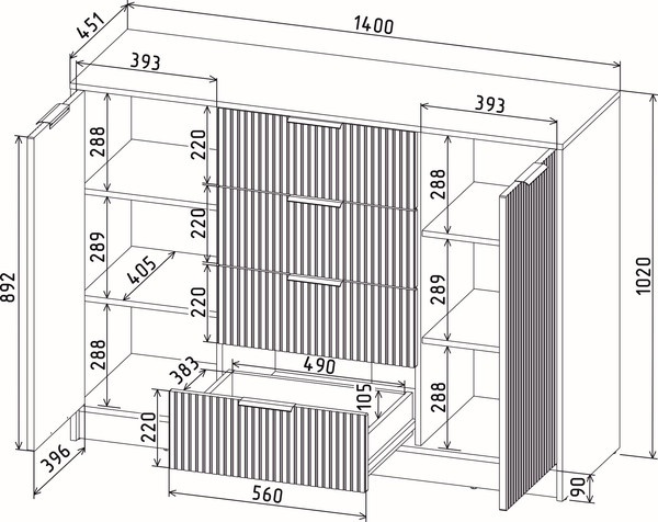 Тумба Интерлиния Концепт Лайн КТ-Т140