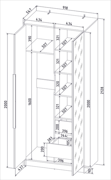 Шкаф Интерлиния Концепт Лайн КТ-Ш2з