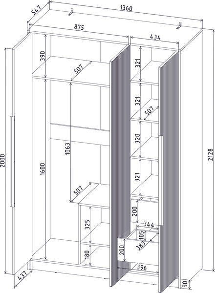 Шкаф Интерлиния Концепт Лайн КТ-Ш3