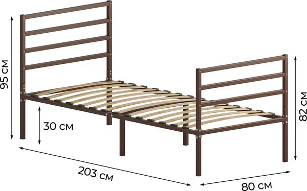 Односпальная кровать Домаклево Металика Г4+Г3 80х200