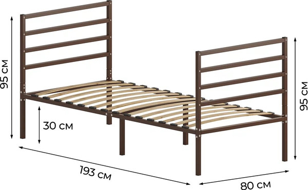 Односпальная кровать Домаклево Металика Г4+Г4 80х190