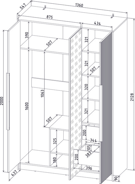 Шкаф Интерлиния Концепт Лайн КТ-Ш3з