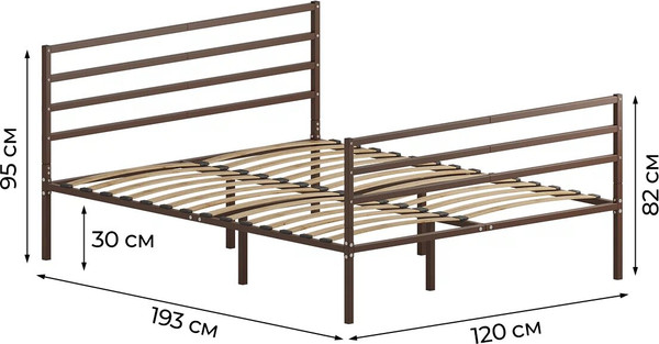 Полуторная кровать Домаклево Металика Г4+Г3 120х190