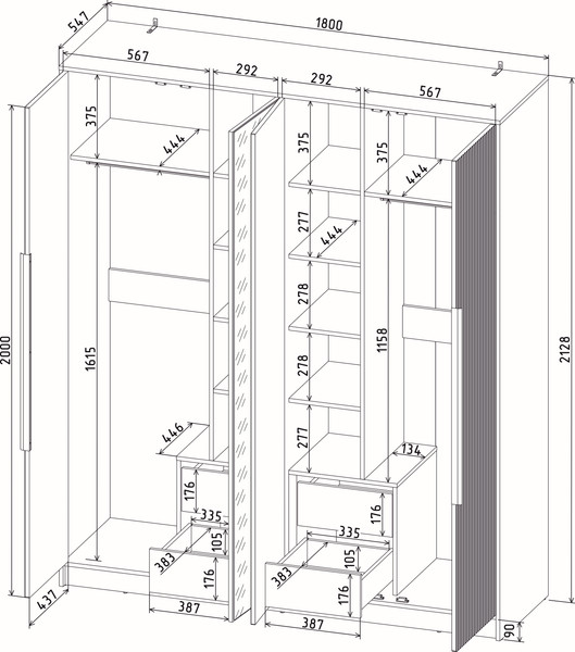 Шкаф Интерлиния Концепт Лайн КТ-Ш4з