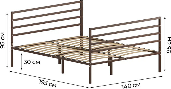 Полуторная кровать Домаклево Металика Г4+Г4 140х190