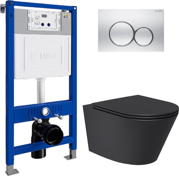 Унитаз подвесной с инсталляцией Lauter Longer 2110822B + 21901001 - фото