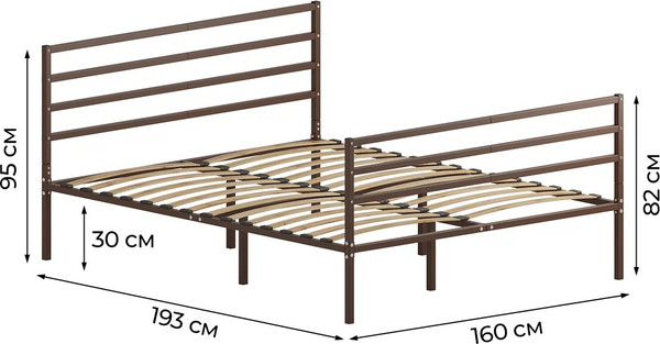 Двуспальная кровать Домаклево Металика Г4+Г3 160х190