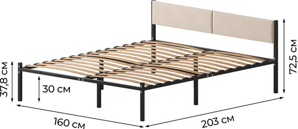 Двуспальная кровать Домаклево Лофт 160х200 с универсальной спинкой