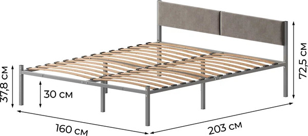Двуспальная кровать Домаклево Лофт 160х200 с универсальной спинкой