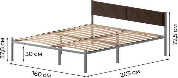 Двуспальная кровать Домаклево Лофт 160х200 с универсальной спинкой 