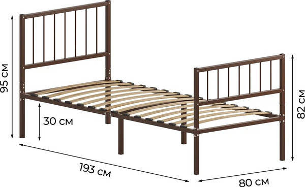 Односпальная кровать Домаклево Металика В4+В3 80х190