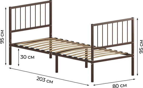 Односпальная кровать Домаклево Металика В4+В4 80х200