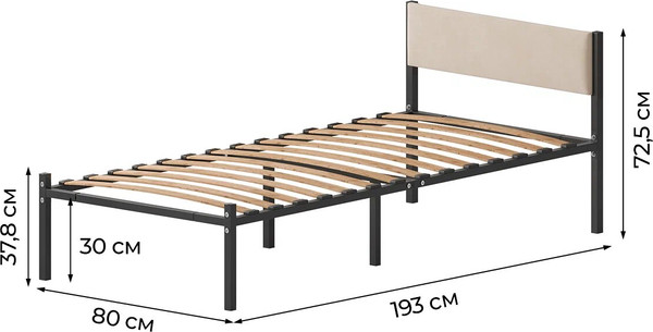 Односпальная кровать Домаклево Лофт 80х190 с универсальной спинкой