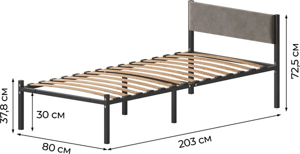 Односпальная кровать Домаклево Лофт 80х200 с универсальной спинкой