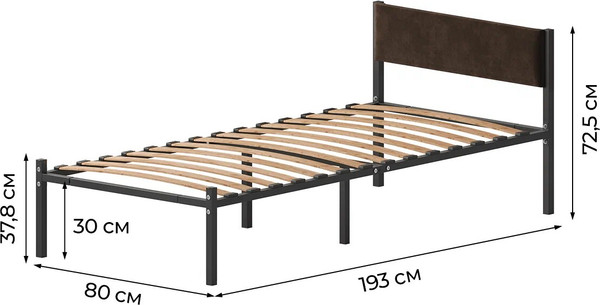 Односпальная кровать Домаклево Лофт 80х190 с универсальной спинкой