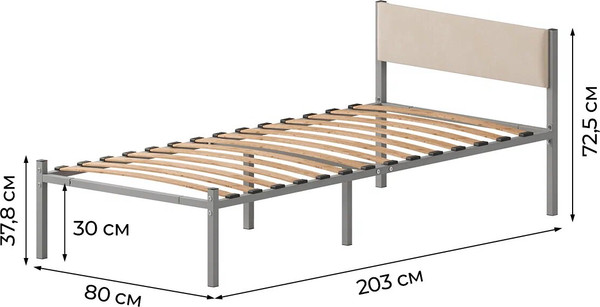Односпальная кровать Домаклево Лофт 80х200 с универсальной спинкой
