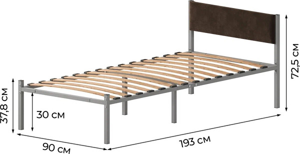 Односпальная кровать Домаклево Лофт 90х190 с универсальной спинкой