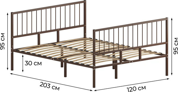 Полуторная кровать Домаклево Металика В4+В4 120х200