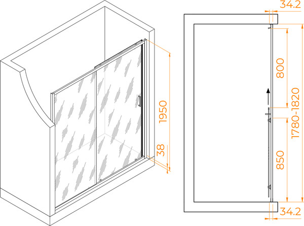 Душевая дверь RGW PA-14Gr / 41081418-110