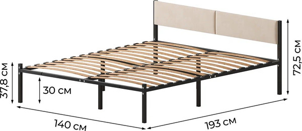 Полуторная кровать Домаклево Лофт 140х190 с универсальной спинкой