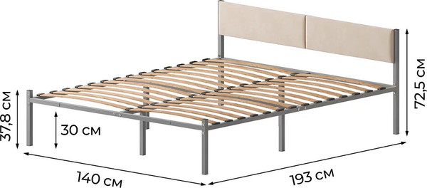 Полуторная кровать Домаклево Лофт 140х190 с универсальной спинкой