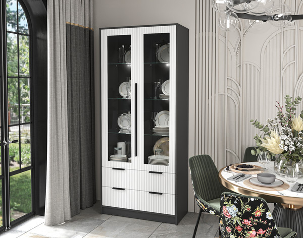 Шкаф с витриной Интерлиния Концепт Лайн КТ-ШВ2 с подсветкой