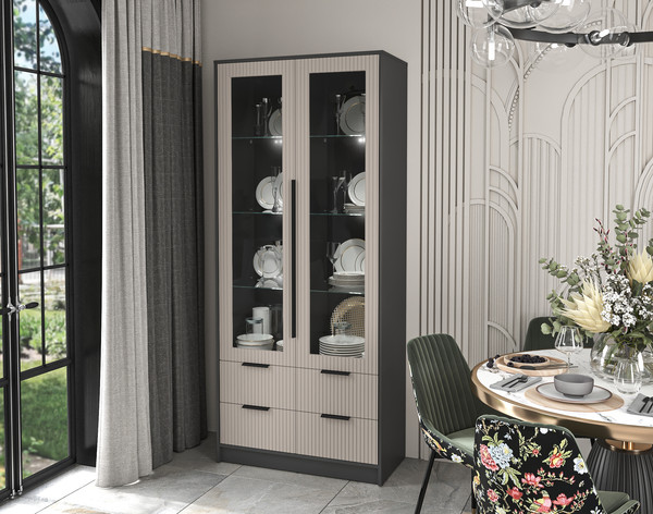 Шкаф с витриной Интерлиния Концепт Лайн КТ-ШВ2 с подсветкой