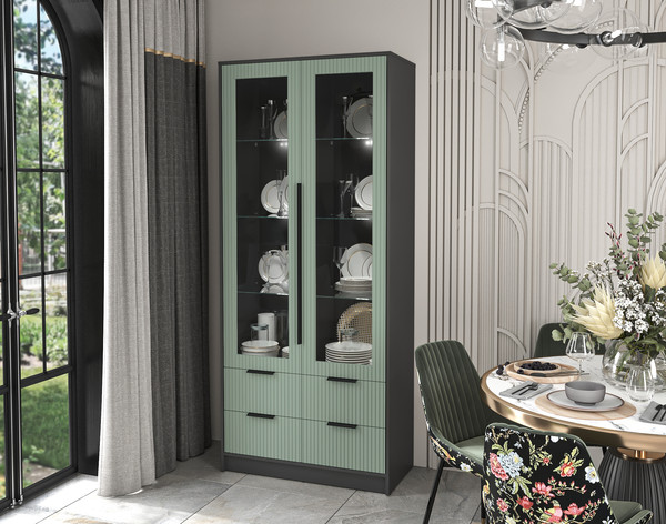 Шкаф с витриной Интерлиния Концепт Лайн КТ-ШВ2 с подсветкой