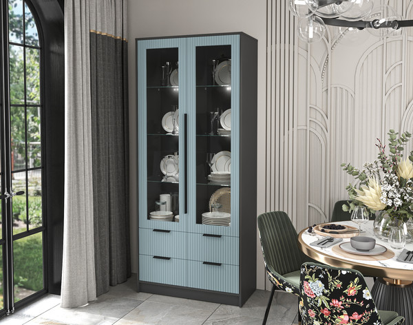 Шкаф с витриной Интерлиния Концепт Лайн КТ-ШВ2 с подсветкой