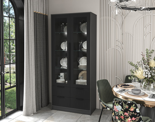 Шкаф с витриной Интерлиния Концепт Лайн КТ-ШВ2 с подсветкой