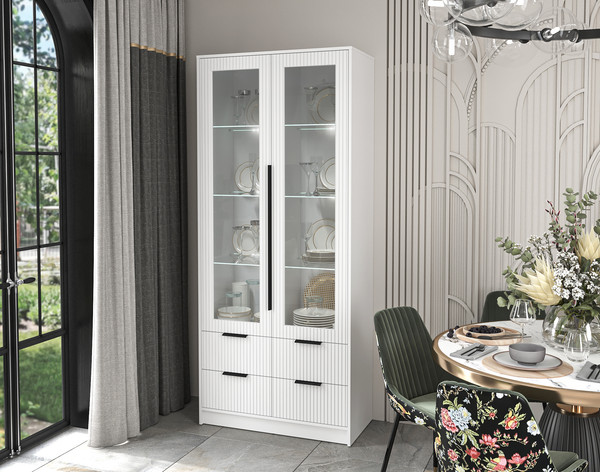 Шкаф с витриной Интерлиния Концепт Лайн КТ-ШВ2 с подсветкой