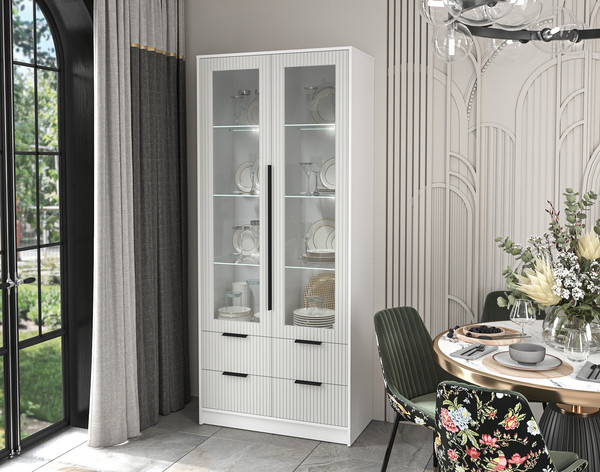 Шкаф с витриной Интерлиния Концепт Лайн КТ-ШВ2 с подсветкой