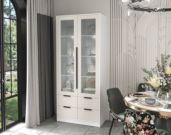 Шкаф с витриной Интерлиния Концепт Лайн КТ-ШВ2 с подсветкой