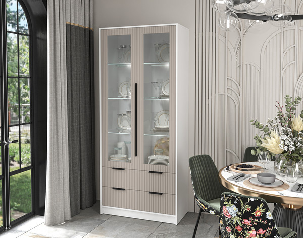 Шкаф с витриной Интерлиния Концепт Лайн КТ-ШВ2 с подсветкой