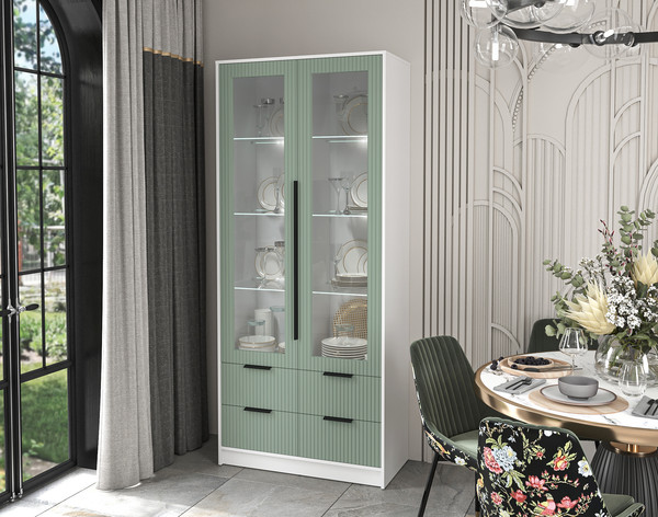 Шкаф с витриной Интерлиния Концепт Лайн КТ-ШВ2 с подсветкой